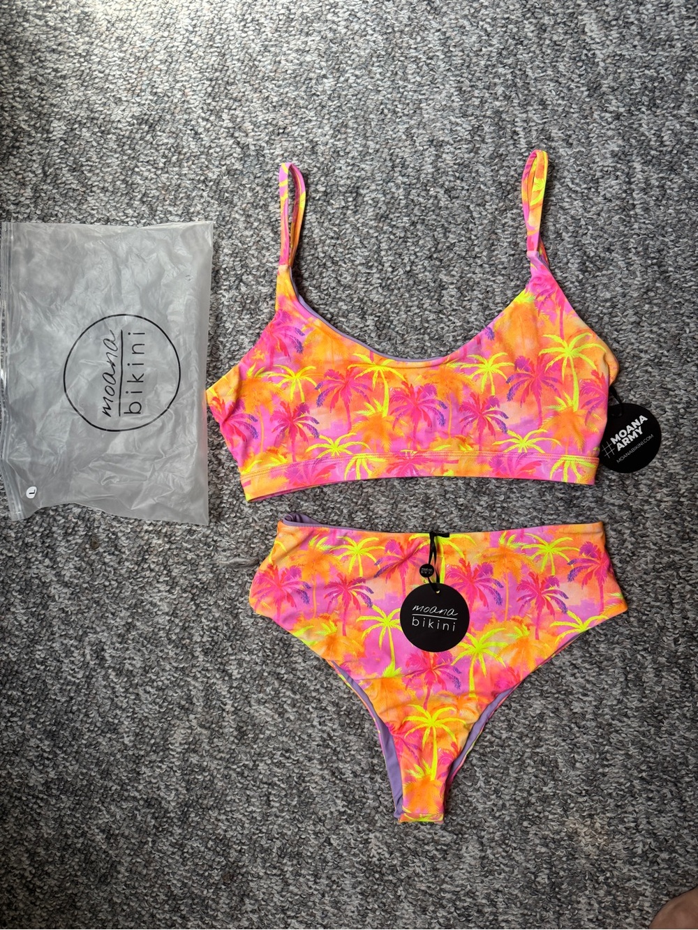 moana bikini Neon Pink & Orange Palm Print Two-Piece